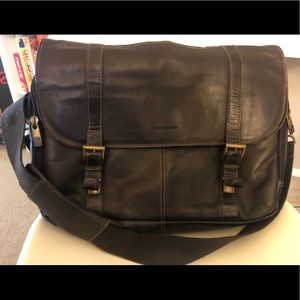 Brown leather Samsonite laptop bag